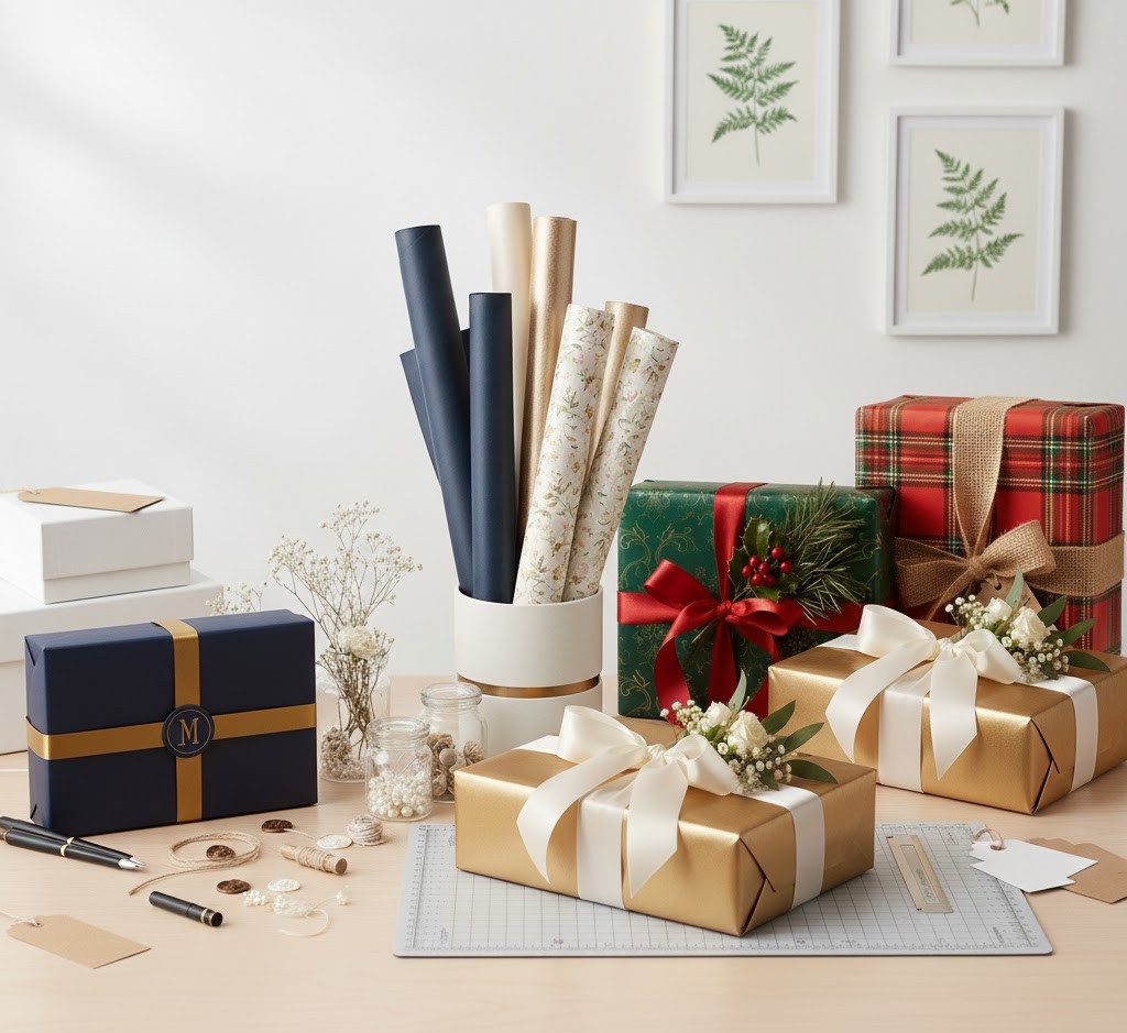 Gift wrapping materials and finished products display