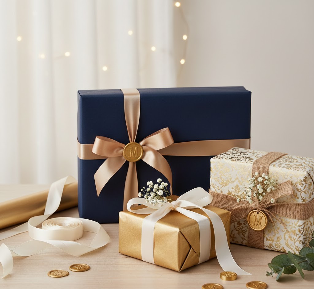 Elegant gift wrapping setup for special occasions